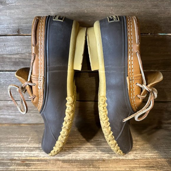 Womens L.L. Bean Brown Leather Rubber‎ Low Top Waterproof Snow Duck Boots Size 6 - Picture 4 of 6